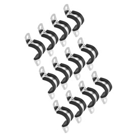 TOP-VIGOR 12Pcs 22mm(7/8") Rubber Cushioned Stainless Steel U-Shaped Pipe Clamp