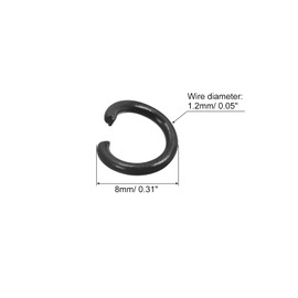uxcell Open Jump Rings, 8mm Colorful O-Ring Connectors for DIY Crafts, Carbon Steel, Black 80Pcs