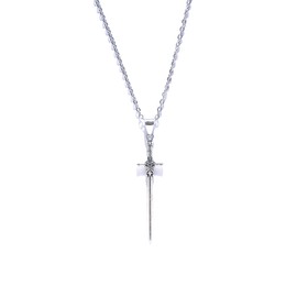 Gothic Cross Sword Necklace Dark Punk Long Sword Pendant Necklace Vintage Stainless Steel Thorn Sword Necklaces Gothic Long Dagger Knife Necklace Medieval Renaissance Jewelry for Men and Women (Silver1)