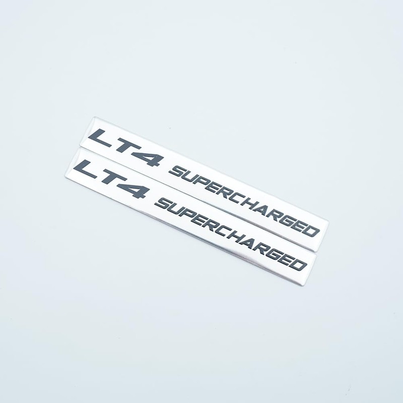 Pair Set LT4 Supercharged Highly Polished Real Aluminum Emblems Badge