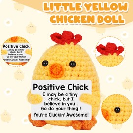 Positive Girasole Idea Regalo Compleanno- Creative Knitted Positive Pulcino Doll- Gadget Scrivania Carino Portafortuna, Regali Originali per Laurea Collega Sorella Amica Ufficio
