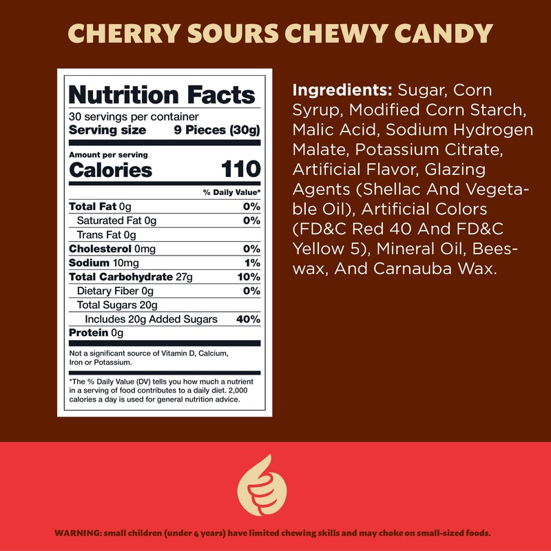 Cherry Sours | 2-Pound Pack | Chewy Sweets | Old-Fashioned