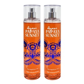 Generic Bath and Body Work Agave Papaya 2 Pack Fine Fragrance Mist Bundle - 8 fl oz / 236 mL each, Full Size, orange