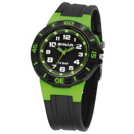 Sinar Wristwatch - Analog Youth Watch - with Rotation Ring and Backlight - Neon Green