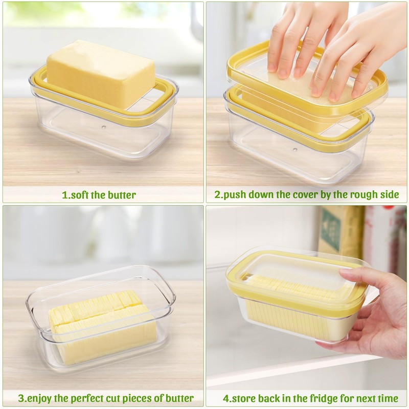 ShineMe Butter Slicer Cutter, Airtight Plastic Butter Dish with Lid,