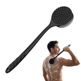 Negro Limpiador de Espalda de Silicona Cepillo de Ba?o para Hombres y Mujeres,on Empu?adura Antideslizante para un Poder de Limpieza Superior y Cerdas