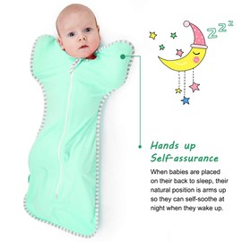 NARUTOO Swaddle Wrap for Baby, Newborn Boy or Girl Adjustable Sleep Sack Breathable Soft Premium Cotton Suit for Kids Aged 0-3 Months (Green)