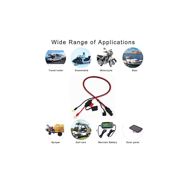 12V-24V Eylet O terminals to Alligator Clip Cable Power 16AWG