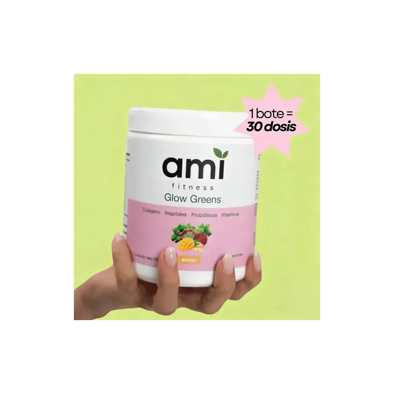 Polvo Ami Fitness Glow Green Colágeno Probióticos Jugo Verde