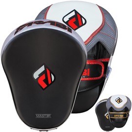 Farabi Sports Curved Focus Pads, Hook & Jab Mitts, Boxing Training Pads Made with Genuine Cowhide Leather
