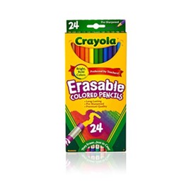 Crayola Erasable Colored Pencils (24ct), Kids Coloring Pencils for Coloring Books, Assorted Colors, Arts & Crafts Supplies, Gifts, Ages 6, 7, 8