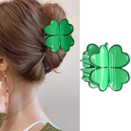 St. Patrick's Day Hair Claw Clips for Women Green Four-Clover Leaf Shaped Hair Clips for Thick and Thin Hair 2in Irish Shamrock Hair Clip Saint Patrick's Day Festival Party Favor Accessories