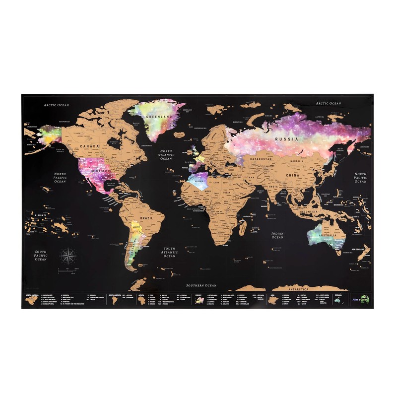Atlas & Green World Travel Map + Bonus Europe Poster.