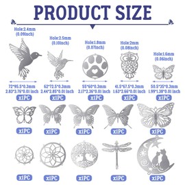 Craftdady 15pcs Butterfly Bird Dragonfly Links Flower Flat Round Stainless Steel Connector Charms Metal Bracelet Charm Cute Owl Moon Cat Necklace Charms for DIY Craft Jewelry Making