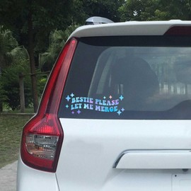 2 x Bestie Please Let Me Merge Bumper Sticker Vinyl Decal for Cars Vinyl Sticker Car Bumper Sticker, New Driver, Funny Car Sticker Trendy & Cute Car/Truck Decals (7in+9in)