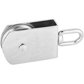 POFET Single Pulley Block, 304 Stainless Steel Pulley Roller, M75 Lifting Crane Swivel Hook Bearings, Hanging Wire Towing Wheel Loading 750kg/1653lbs