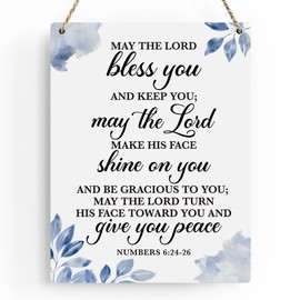May The Lord Bless You Numbers 6:24-26 Inspirational Decor Christian Gifts Bible Verse Wall Art Scripture Wooden Hanging Sign for Modern Home Office Bathroom Bedroom Wall Art Decoration 8x10 Inches