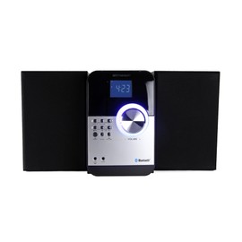 Emerson ES-4000 Bluetooth Micro Music System with MP3, CD Player, FM Radio, Alarm Clock, USB Playback, AUX Input, LED Display, Compact Design, and Remote Control