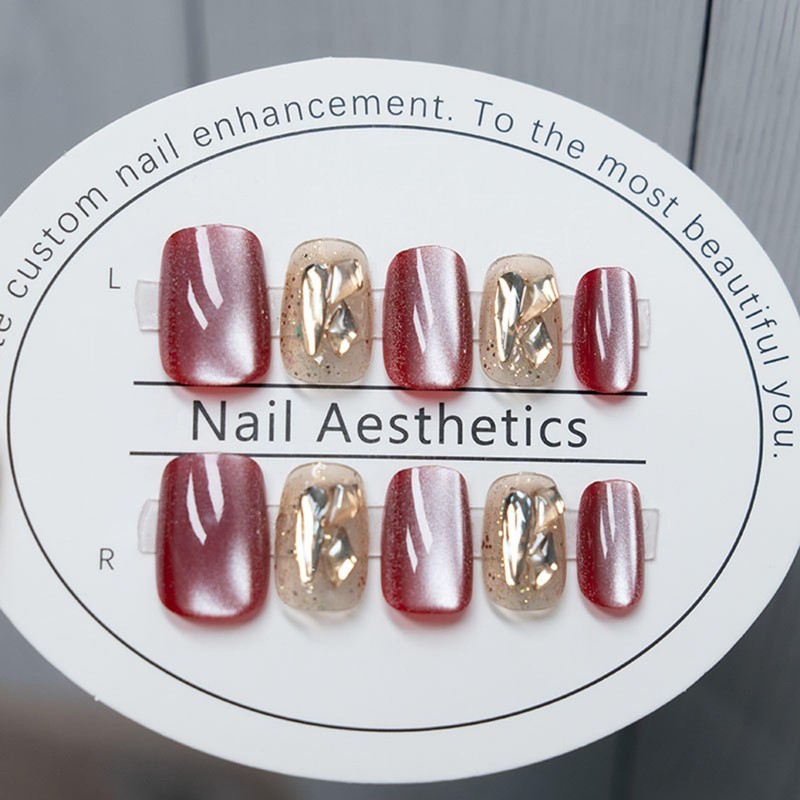 Nail Tip, 24 Pieces, Short Round False Nails, Medium, Japanese