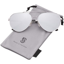 SOJOS Oversized Classic Sunglasses Mirrored Flat Lens for Men Women UV400 SJ1083 with Silver Frame/Silver Mirrored Lens