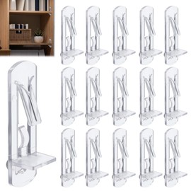 Ojeemii 20PCS Plastic Locking Shelf Support Pegs, 6mm Self-Locking Shelf Pins, Plastic Cabinet Shelf Clips, Clear Bracket Clips for Kitchen, 6mm Peg x 3/4" Thick Shelves
