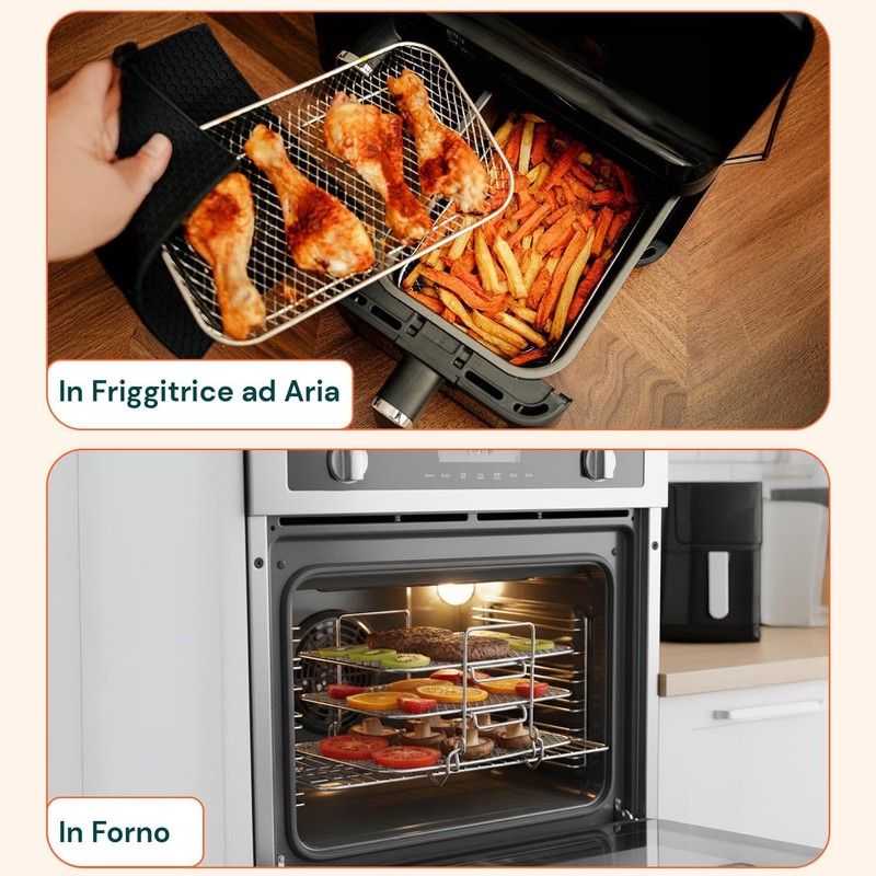 Wintem - Griglia Rettangolare per Friggitrice ad Aria a 3