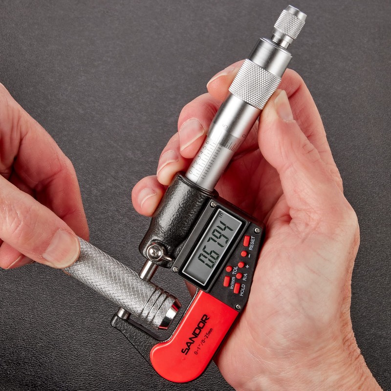 Micrómetro exterior digital profesional con punta de carburo 0-1"/0-25mm Rango