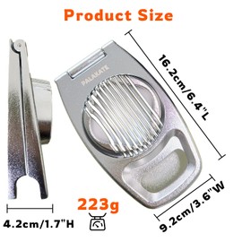 Egg Slicer for Boiled Eggs, Heavy Duty Aluminium Boiled Egg Cutter, Upgraded and Enlarged to Support Cutting Large Eggs, Black