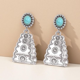Turquoise Western Earrings for Women Vintage Silver Dangle Earrings Boho Westerns Outfit Jewelry Accessories Country Concert Outfits for Women