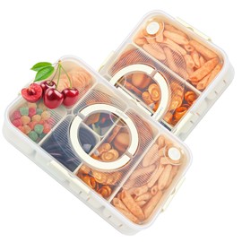 Leafpool Snack Box Container, Dishwasher Safe Fruit Snackle Containers, 2 Pack Divided Serving Tray with Lid for Veggie, Candy, Snackle Charcuterie Boxes for Kids, Adults Travel, and Picnic