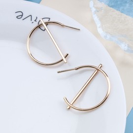 Yheakne Boho Circle Bar Ohrstecker Gold Hohler Kreis Tropfen Ohrringe Vintage Offener Kreis Ohrringe Minimalistisch Geometrische Stick Ohrringe Schmuck für Frauen und Mädchen (Gold)