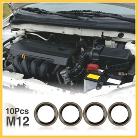 REPAIROCK 10pcs M12 Bronze Tone Car Engine Oil Drain Crush Flat Bonded Washer Gaskets Auto Replacement Parts