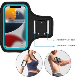 Running Armband, Smartphone, Arm Holder, Armband, Lightweight, Breathable, Waterproof, Sweatproof, Unisex, Night Reflective, Touch Operation, Fits Smartphones up to 6.8 inches (6.8 cm), Suitable for