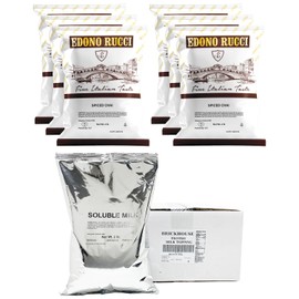 Brickhouse Soluble Milk and Edono Rucci Cappuccino or Hot Chocolate Powdered Mix Bundle - One Case (Six 2lb Bags Each) (24lbs, Soluble Milk + Spiced Chai Cappuccino)