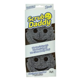 Scrub Daddy Style Dish Sponge Twin Pack, Smiley Face Sponges for Cleaning & Washing Up - Multipack Kitchen Non Scratch Scourers with FlexTexture Firm & Soft Scrubbing, Dishwashing Scrubber - Grey
