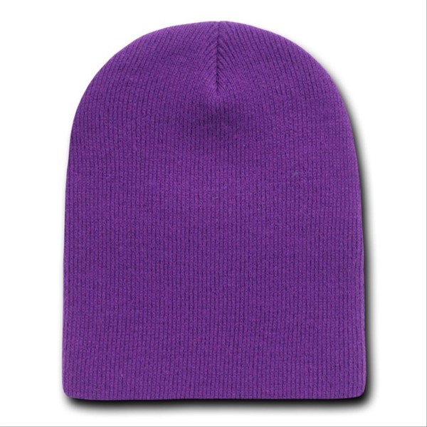 MG Purple Short Beanie Ski Cap Hat Toque 8 Inch