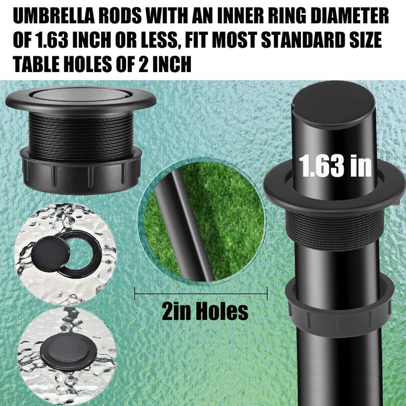 Patio Table Umbrella Hole Ring Plug Cap Set, Yard Parasol