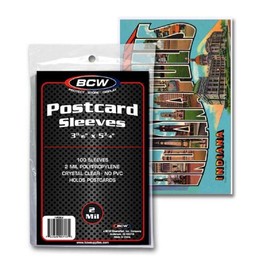 BCW Postcard Sleeves | 100 Clear Sleeves | Acid-Free Polypropylene | Protect Standard Size Postcards, Photos, and Trading Cards