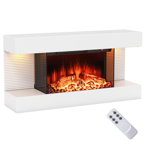 Tangkula 32" Fireplace Mantel with 18 Inches 3-Sided Fire Place,