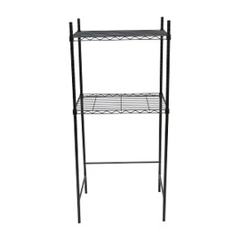 Organize It All Mini Fridge and Microwave Stand| Kitchen Organizer | Perfect for Dorm | Office| Space Saver | Black |