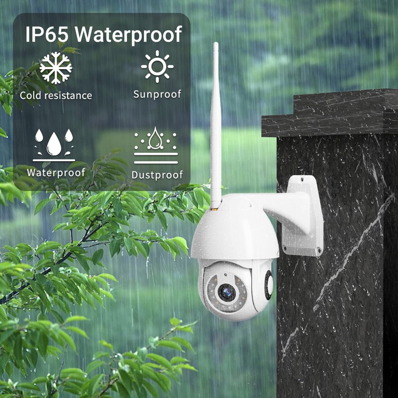 SURFOU 2K Security Camera Outdoor, 360° Pan-Tilt View, 3MP PTZ