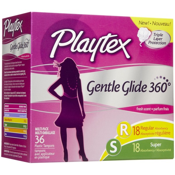 Playtex Gentle Glide 360 Tampons, Fresh Scent - Regular/Super - 36 ct