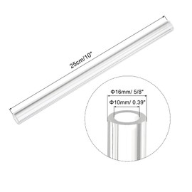 sourcing map Acrylic Pipe Clear Rigid Round Plastic Tube 10mm ID 16mm(5/8 inch) OD 10" for Lamps and Lanterns, Water Cooling System