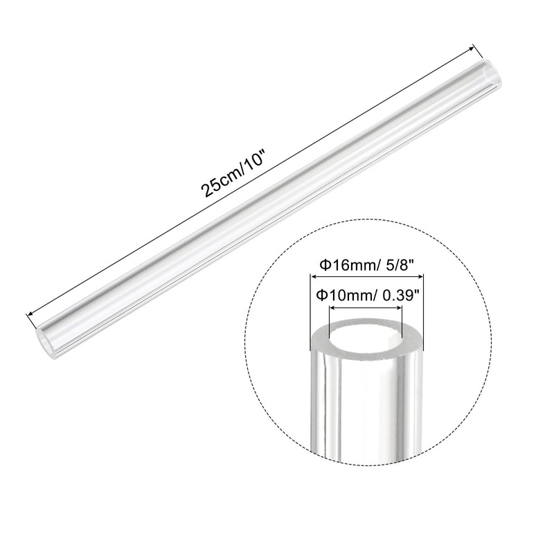 sourcing map Acrylic Pipe Clear Rigid Round Plastic Tube 10mm