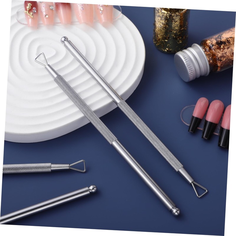 Kichvoe 4 Pcs Triangular Design Cuticle Peller Scraper Orange Nail