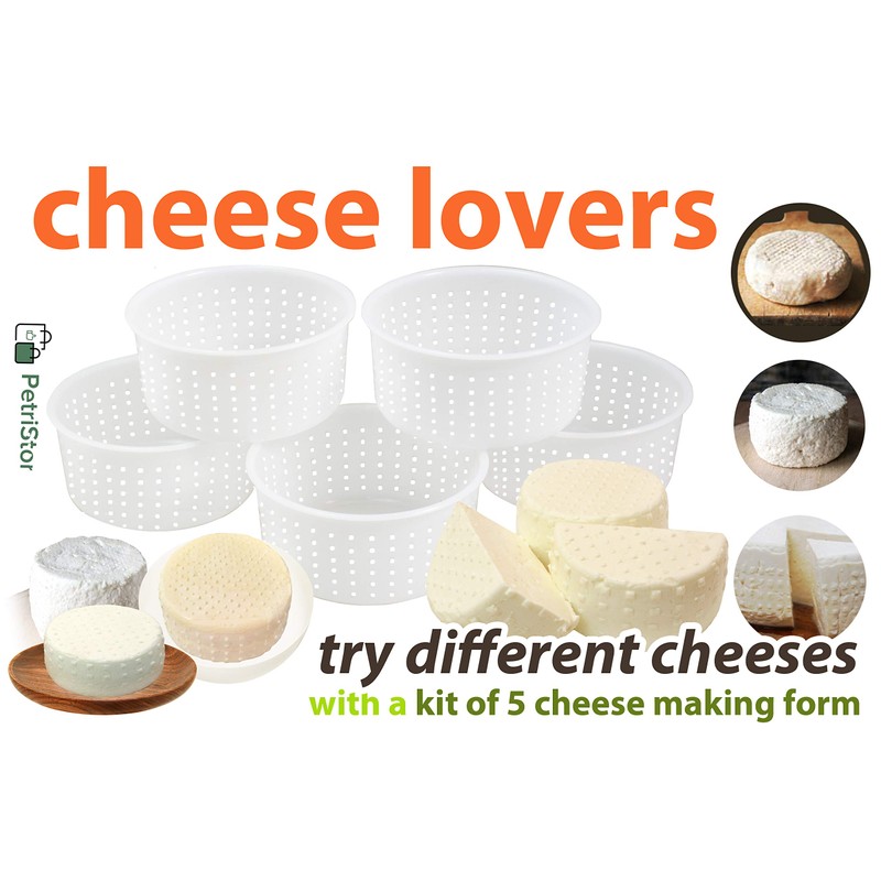 PetriStor 5 pcs Soft Cheese Mold for Cheese Making 0.8QT
