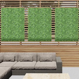 E&K 20" x 20" Artificial Plant Fence Panel Faux Leaves Grass Wall Privacy Screen Panel Decorative for Indoor Outdoor (Boxwood, 1 Pc)