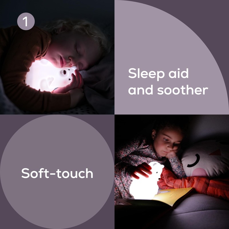 Angelcare Lumicolor Bear Baby Night Light, Color-Changing and Rechargeable Kids