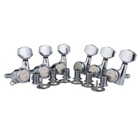 Guyker Guitar Locking Tuners (6 Left Handed) - 1:18 Ratio Lock String Tuning Key Pegs Machine Heads with Hexagonal Handle Replacement for LP SG Style Electric, Folk or Acoustic Guitars - Chrome