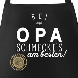 MoonWorks BBQ Apron with Quote "Bei Mama schmeckt's Best Grillen" [German Text] Cooking Cotton Apron Kitchen Apron